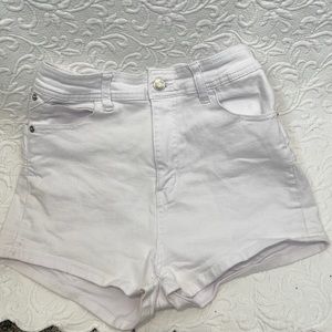 Jean shorts with criss cross back